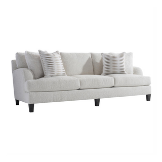 Image of a white, plush sofa.