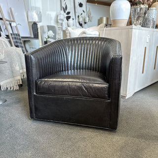 Leather Barrel Style Swivel Chair