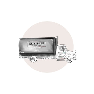 Delivery Truck illustration with pink background.