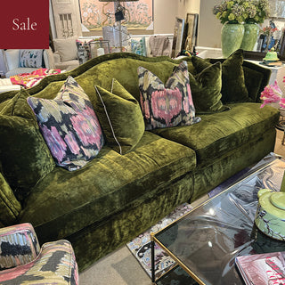 Hickory White Green Velvet Sofa