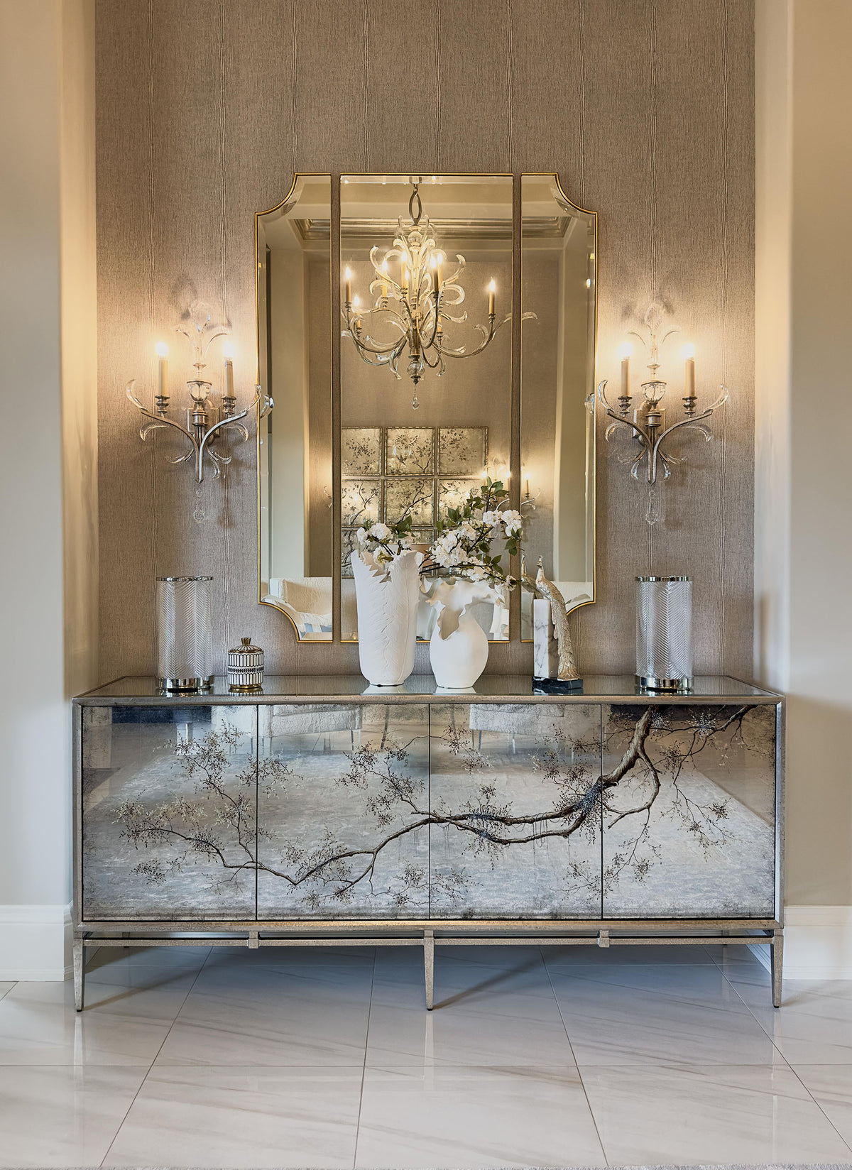Entertainment Luxe living room Burlington luxury interior design
