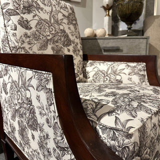 Exposed Wood Floral Chair