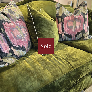 Hickory White Green Velvet Sofa
