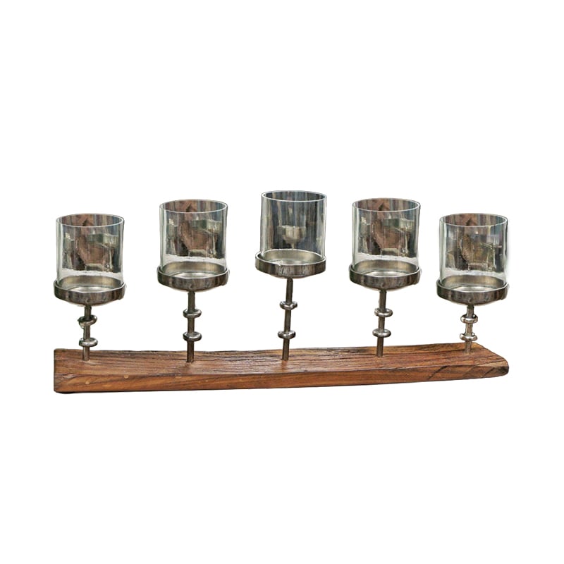 Wooden Pillar Candle Holder