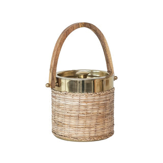 Boho-Chic Rattan and Steel Ice Bucket